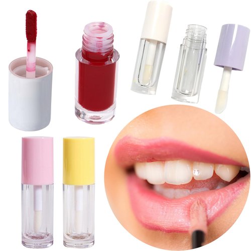 Qeuly 4Pcs Empty Lip Gloss Tubes, 6ml Clear Lip Gloss Tubes with Wand, Plastic Lip Balm Gloss Containers for DIY Makeup Lipgloss Making Kit (D25xH86mm) (colorful)
