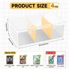 REAQUE 4Pcs Plastic Trading Card Storage Box, Holds 2400+ Unsleeved Cards with 4 Dividers, Organizer for MTG, PTCG, YGO, CCG, and Sports Card Collections