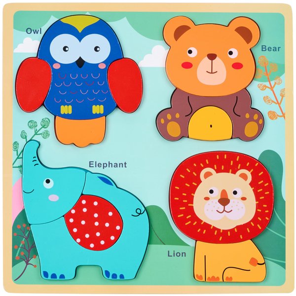 Montessori Mama 4-in-1 Wooden Toddler Puzzles Ages 1-3 - Montessori Toys for 1 Year Old Animal Puzzle - Educational Learning Toys Baby Puzzle 12-18 Months - 2 Year Old Puzzle
