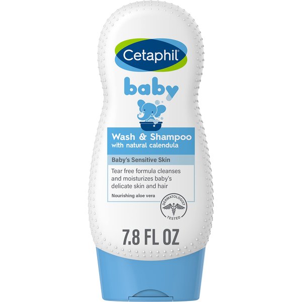 Cetaphil Baby Shampoo and Body Wash with Organic Calendula, Tear Free, Hypoallergenic, Ideal for Everyday Use, Dermatologist Tested, 7.8oz