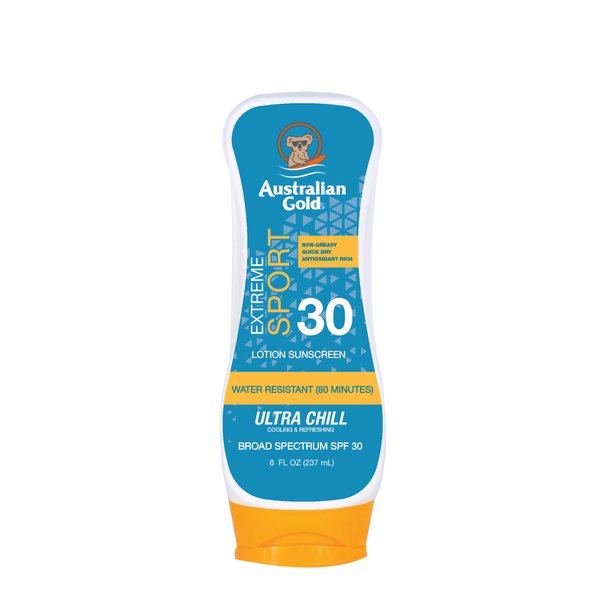 Australian Gold Extreme Sport Sunscreen Lotion SPF 30, 8 Ounce | Broad Spectrum | Sweat & Water Resistant | Non-Greasy | Oxybenzone Free | Cruelty Free