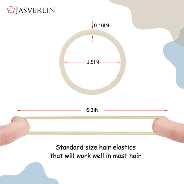 JASVERLIN No Metal Hair Ties Elastic Blonde, Ponytail Holders for Fine Hair No Pull Braided Hair Tying Bands for Thick Hair Women Girl 1/8 Inch 50 Pieces JASVERLIN (Light Blonde)