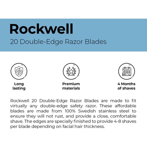 Precision-Crafted Swedish Stainless Steel Double-Edge Safety Razor Blades - Superior Sharpness for Smooth, Close Shaves - 20 Blade Pack