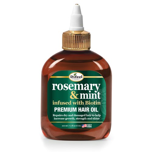 Difeel Rosemary and Mint Premium Hair Oil Infused with Biotin 7.1 oz. - Made with Natural Mint & Rosemary Oil for Hair Growth
