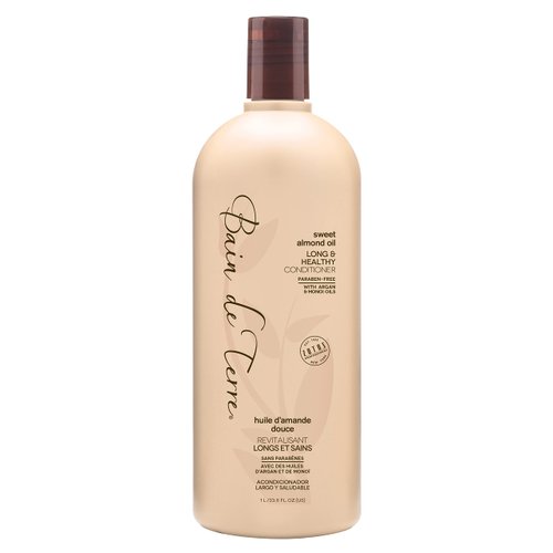 Bain de Terre Long & Healthy Conditioner | Sweet Almond Oil | Fortifies & Strengthens Long, Growing Hair | Argan & Monoi Oils | Paraben Free | Color-Safe | 33.8 Fl Oz