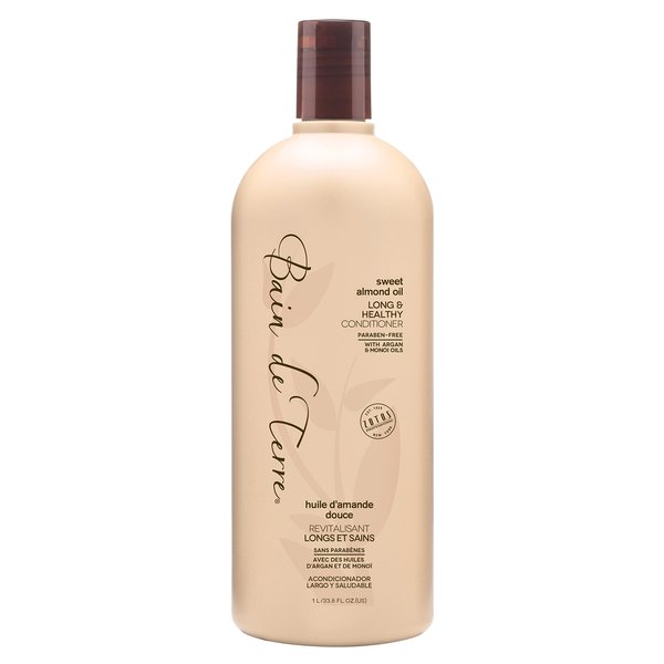 Bain de Terre Long & Healthy Conditioner | Sweet Almond Oil | Fortifies & Strengthens Long, Growing Hair | Argan & Monoi Oils | Paraben Free | Color-Safe | 33.8 Fl Oz