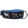 Real Leather Soft Leather Padded Dog Collar Bull Terrier 1.75" Wide. (13"-15.25" Neck, Black/Blue)