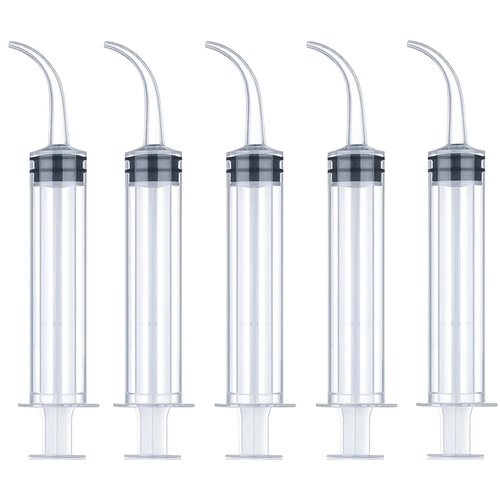 Wisdom Teeth Syringe, 5 Pack Irrigation Dental Syringes with Curved Tip for Dental Care Liquid Oral Tonsil Stone