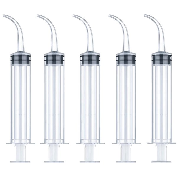 Wisdom Teeth Syringe, 5 Pack Irrigation Dental Syringes with Curved Tip for Dental Care Liquid Oral Tonsil Stone