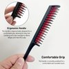 5-Piece Triple Teasing Comb Set - Rat Tail Combs for Women, Perfect for Adding Volume and Evening Styling (Black with Red, 8 x 1.2 inch)
