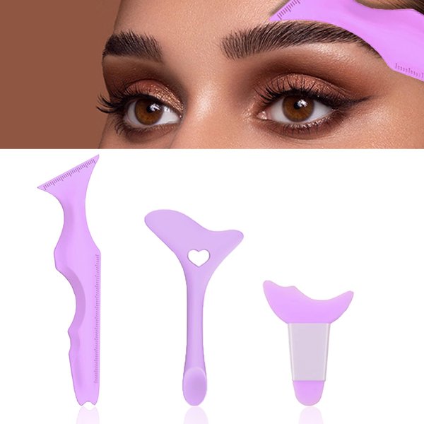 3Pcs Eyeliner Stencils Silicone Winged Tip Eyeliner Eyebrow Eyelash Pencil Stencil Reusable Eyeshadow Applicators Tool Eyeshadow Eyelash Eyeliner Lipstick Multifunctional Eye Makeup Tool