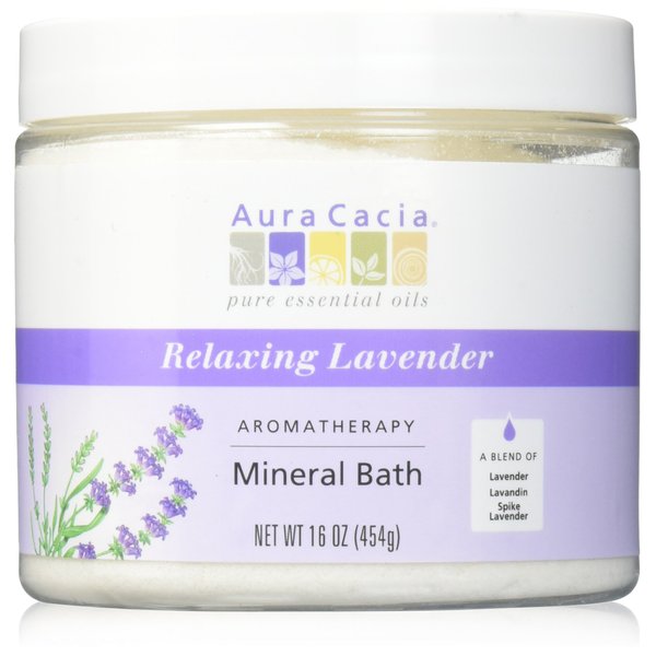 Aura Cacia Relaxing Lavender Aromatherapy Mineral Bath | 16 oz. Jar