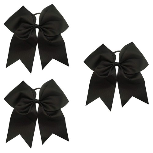 Cheer Bows Black Cheerleading Softball - Gifts for Girls and Women Team Bow with Ponytail Holder Complete your Cheerleader Outfit Uniform Strong Hair Ties Bands Elastics by Kenz Laurenz (3)