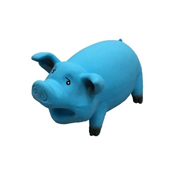 DoggyChewy Latex Smiling Pig Design Dog Toy (Blue)