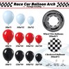 132pcs Race Car Balloons Arch Garland Kit, 18 12 10 5Inch Red Blue Black Checkered Wheel Tire Balloons for Race Car Birthday Party Decorations Two Fast Birthday Decor