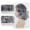 XIUFAXIRUSI XIUFAXIRUSI Medium Grey Wavy Bob Wigs for Women Gray to White Layered Wig Shoulder Length Synthetic Wig for Daily Party Use