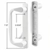 Mortise Style Sliding Glass Patio Door Handle Set, 3-15/16" Screw Holes, Low Profile, Long Base, White