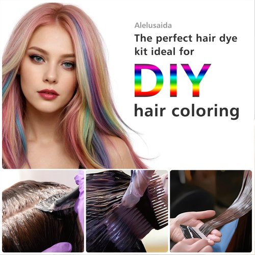 Alelusaida Hair Dye Brush and Bowl Set,15 Pcs hair bleach kit hair coloring tool, Hair Color Bowl, Hair Clips, Disposable bath cap and Hair Coloring Cape, Black