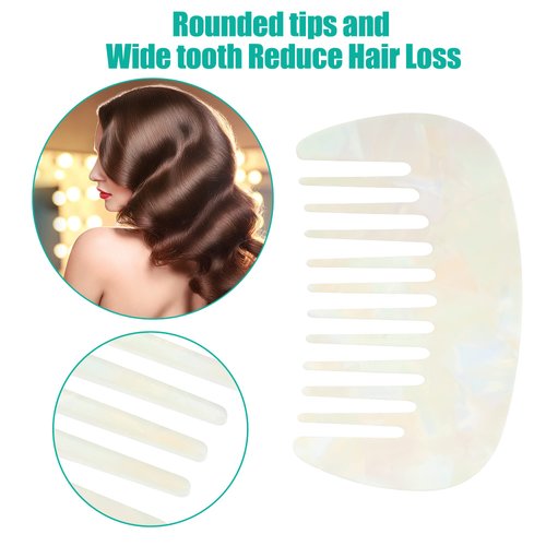 VOCOSTE Hair Comb Wide Tooth, Anti-Static Pocket Size Comb for Thick, Curly Hair, Hair Care, Detangling Comb, for Wet and Dry, White