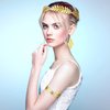 WILLBOND 15 Pieces Greek Goddess Costume Accessories Women Toga Golden Leaves Bridal Crown Headband Bracelet Pearl Earrings and Hair Pins (Stylish Style)