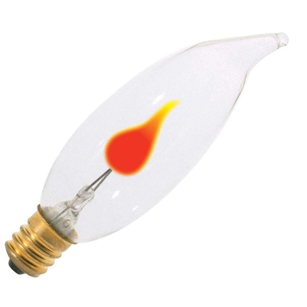 Satco S3656 3 Watt CA8 Incandescent Soft White 2700K Candlabra Base Clear Light Bulb, Flicker
