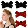 4 PCS Mini Velvet Bow Hair Claw Clip Black Bow Hair Clips Small Velvet Silky Satin Bowknot Hair Claw Clip Bowknot Hair Claw Clip Bows Hair Barrettes Nonslip Cute Hair Accessories for Women Girls
