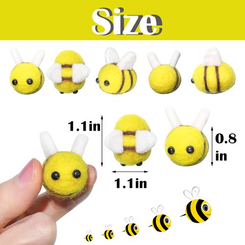 HADDIY Felt Bees for Crafts,20 Pcs Small Wool Bumble Bee Plush Decor for Bee Baby Shower Decorations,Bee Party Supplies and Costume DIY