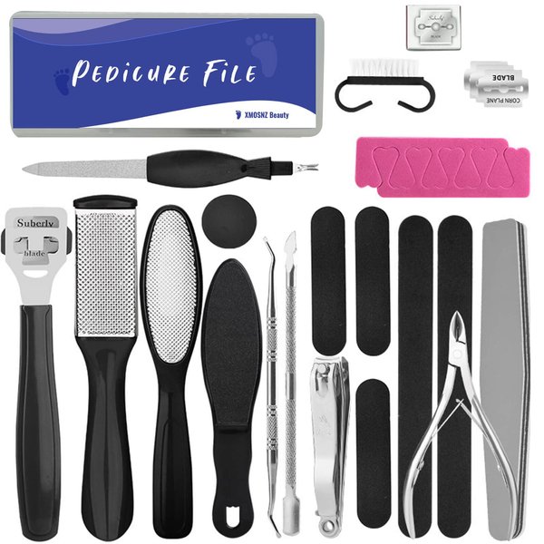 XMOSNZ Pedicure Kit Professional Foot Scrubber Pedicure Tools Set, Stainless Steel Foot Care Tools Foot File Rasp Foot Dead Skin Remover Foot Spa for Men Women Gift