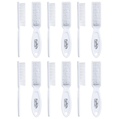 ForPro Professional Collection Premium Nail Brush, Professional Nail Scrub Brush for Cleaning Toes and Fingernails, 5.5” L, White, 12-Count