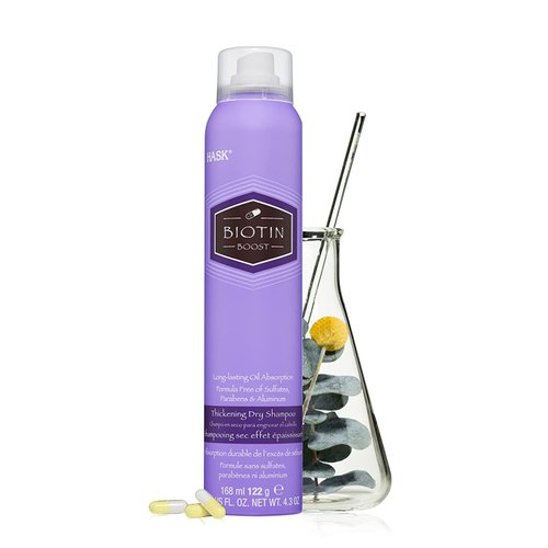 HASK Biotin Thickening Dry Shampoo for all hair types, aluminum free, no sulfates, parabens, phthalates, gluten or artificial colors - 4.3oz