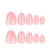 OCOUYVD Pink Almond Shaped Press on Nails Short French Tips Fake Nails Glue on Nails Pink White Glossy Reusable Full Cover Acrylic Nails Almond Stick on Nails for Women Nails Art Decorations