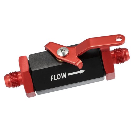 X AUTOHAUX AN6 Shut Off Valve Fuel Fitting fuel Flow Control Valves Inline Fuel Fitting Flow Drain Control Cut Off Male Flare Fitting Aluminum Alloy Anodized W/Cable Lever Red Black