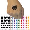 Simple Cat Head Icon Temporary Tattoo Water Resistant Fake Body Art Set Collection - White (One Sheet)