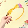 Xepeelo Pencil Bow Headbands Back to School Hairbands Yellow Pencil Headband Cute White Dots Hair Hoop Fashion Teacher Hair Band First Day of School Hair Accessories for Girls Students
