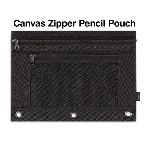 Staples 3-Ring Pencil Pouch, Black
