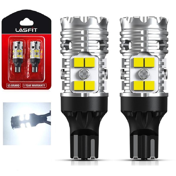 LASFIT 921 912 LED Bulb Canbus Ready T15 Error Free LED Backup Reverse Light Easy Installed 904 916 917 920 906 W16W 2835 Exterior Replacement Upgraded Version 6000k White (2pcs)