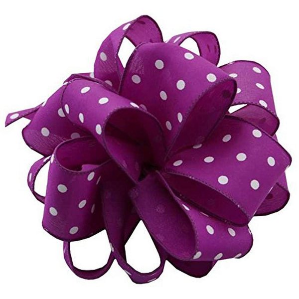 Berwick Offray DWI White Dots Wired Edge Ribbon-1-1/2 Wide X 50 Yards-Purple Ribbon