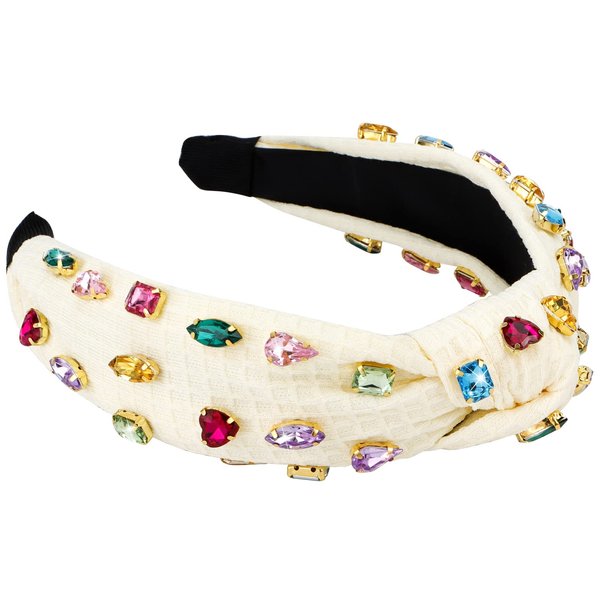 YISSION 1PC Crystal Knotted Headband for Women Non Slip Rhinestone Headband White Head Band Fashion Wide Headbands for Women Hair Accessories for Women Girls