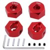 Hobbypark Aluminum 12mm Hex Wheel Hubs for Traxxas 1/10 2WD Slash, Rustler, Stampede,Hop-ups Replacement of Part 1654 3654 (4pcs) (Red)