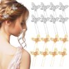 16Pcs Butterfly Wedding Hair Pins, FHDUSRYO Shiny Bridal Hair Clips, Crystal Pearl Butterfly Hairpin, U Shaped Rhinestone Hair Barrettes, Wedding Hair Accessories for Women, Girls, Party (Gold)