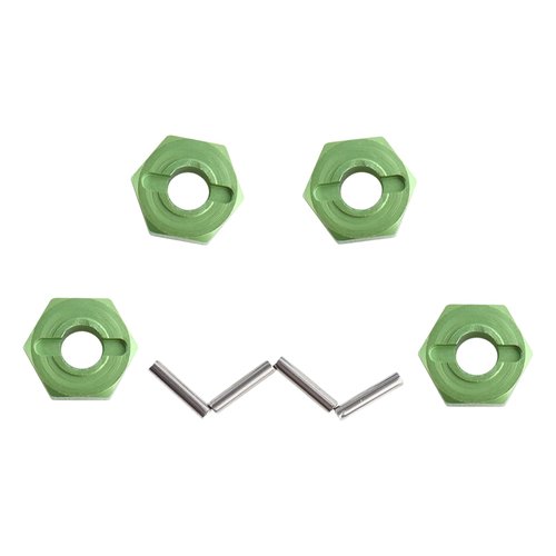 GDOOL 12mm Hex Wheel Hub Mount, Aluminum 7mm Thick with 2x10mm Stub Axle Pins for 1/10 Slash 4x4 & HQ 727 RC Cars Replacement Upgrade Parts (Green)(Set of 4)