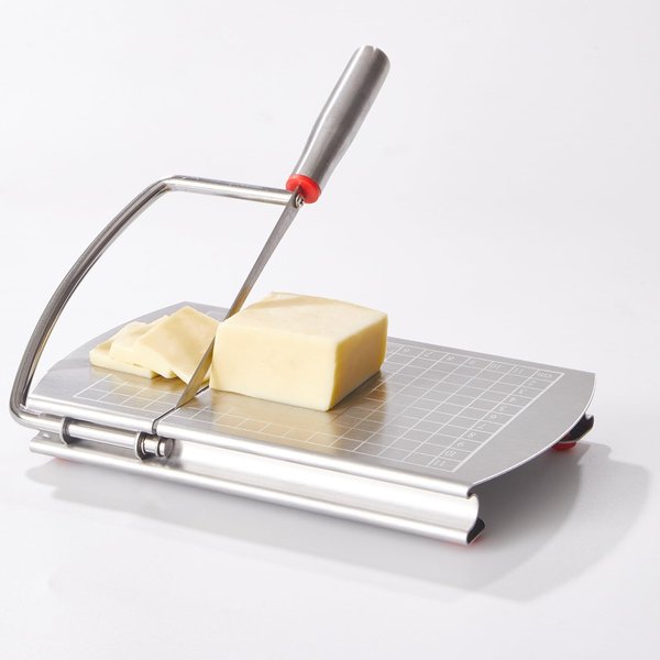 ISZW Multipurpose Cheese Slicer Cutter, Stainless Steel Cheese Cutter Board with Blade for Block Cheese, Effortless Slicing, Guillotine Sausage Ham Biltong Jerky Slicer