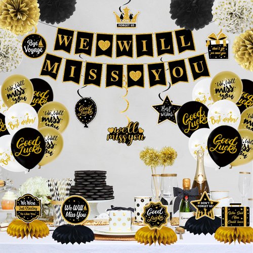 KMCCUMBER Rude That You're Leaving But OK Banner Farewell Decorations Party Include Banner Hanging Swirls Balloons Honeycomb Centerpieces Sash, Going Away Party Decorations