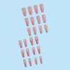 BABALAL Coffin Press on Nails Long Fake Nails Pink French Glue on Nails Shiny Rhinestone Acrylic Nails Heart Ballerina Stick on Nails 24Pcs Valentine's Day False Nails for Women and Girls