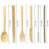 Set of 2, Bamboo Utensils Cutlery, DaKuan Reusable Cutlery Travel Set, Bamboo Spoon, Fork, Knife, Brush, Chopsticks and Straw, Eco-Friendly Portable Utensils With Case
