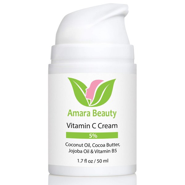 Amara Beauty Vitamin C Cream for Face with Coconut Oil, Cocoa Butter & Jojoba Oil, 1.7 fl. oz.