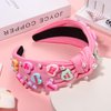 Valentine’s Day Heart Headbands for Women Valentine’s Day Accessories Conversation Heart Knotted Headband Pink Red Rhinestone Wide Top Knot Headband Valentine Party Favors Gifts (Conversation Heart)