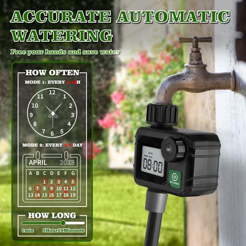 FREESEA Water Hose Timer Outdoor - Sprinkler Timer for Garden - Programmable Irrigation Timer with Manual Watering Rain Delay IP55 Waterproof for Faucet Lawn Yard