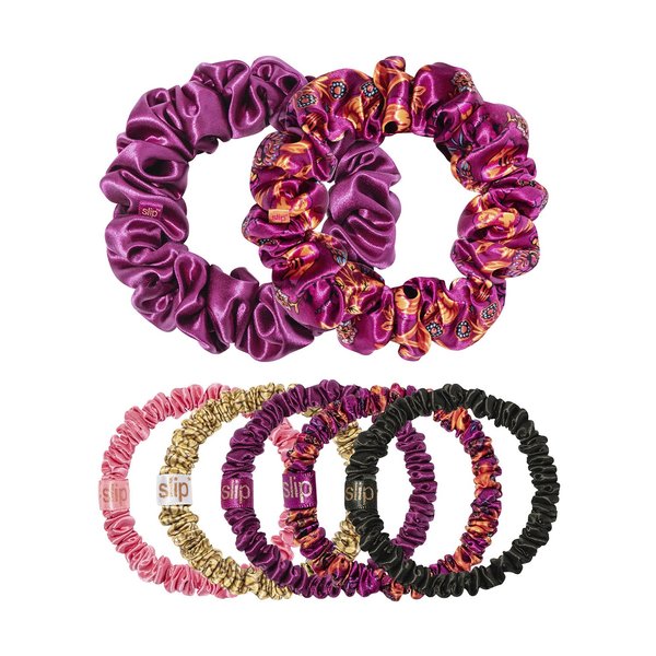 SLIP Brand Slipsilk Mega Scrunchies, Superbloom Set - 7 Count - Pure 22 Momme Mulberry Silk Hair Ties for Sleeping, Gift Set for Women