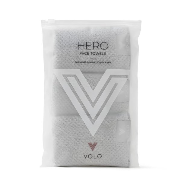 VOLO Hero Luna Gray Face Towel | Reusable Facial Wash Cloths | Makeup Remover & Post Shower Washcloths | Ultra Soft, Absorbent, Gentle, Fast Drying Nanoweave Fabric Face Towels | Microfiber 3PK